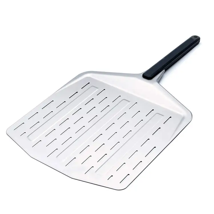 Kitchenware Aluminum Lightweight Pizza Shovel Pizza Oven Accessories Perforated Pizza Peel 12 Inch with Long Handle