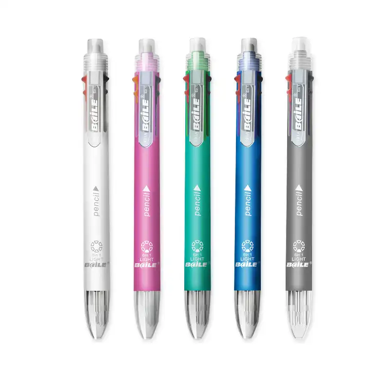 ססגוניות עט כדורי חמש צבע ballpen 5 צבע עט עם מכאני עיפרון 6 ב 1 משולב עט