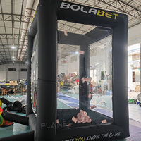 Machine à argent gonflable avec logo imprimé pour les fêtes, jeu de capture d'argent volant, cube, stand pour attraper de l'argent