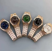 Montre mécanique automatique de style luxueux pour homme, cadran blanc avec calendrier, bracelet en métal or rose
