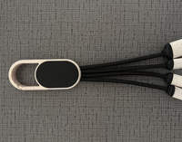 Vente en gros de câble de chargement LED 3 en 1 en paille de blé câble lumineux chargeur de téléphone portable câble Usb lumineux avec crochet