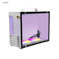 Boîtier PC portable Mini ITX Mid Tower MANMU, couleur blanc/noir, ordinateur de bureau avec alimentation, panneau latéral, ventilateur CPU, format MicroATX