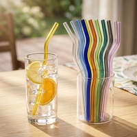 Pailles en verre colorées réutilisables en gros, motif sapin de Noël soufflé, accessoires écologiques pour bars et pailles en verre
