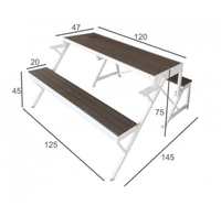 Ensemble table et banc pliables 2-en-1 modernes pour l'extérieur |   Cadre en acier inoxydable |   Lames en composite bois-plastique HDPE |   Pique-nique en plein air résistant aux intempéries