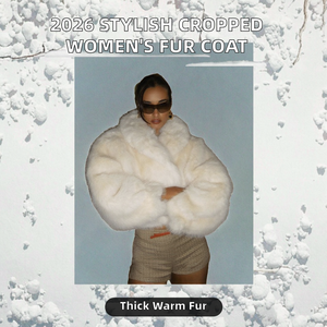 2026 Stylish New <b>Winter</b> Women's Vintage Knitted Short Faux Fur Jacket-Cropped <b>Coat</b> with <b>Thick</b> Thermal Design - Product Image 1