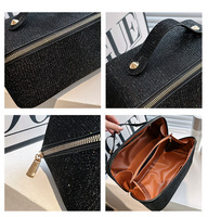 Vente chaude Glitter Make up Pouch Femmes Cosmétiques Sac Portable Voyage Zipper PU Cuir Étanche Maquillage Sac Avec Poignée