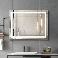 Miroir de salle de bain à LED Miroir rétroéclairé à LED pour salle de bain Miroir de courtoisie 3 couleurs à intensité variable et anti-buée avec lumières