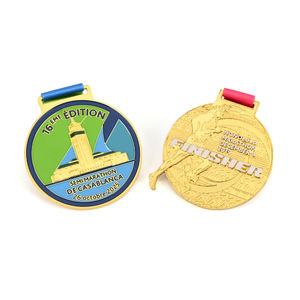 Benzer İkonlu Yüksek Kaliteli Özel Metal Boyalı Renkli Çinko Alaşımlı Maraton Koşu Sporları Kazanan Madalyası Hediyelik Eşya - Product Image 2