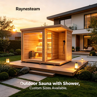 Ruang sauna kecil di rumah dengan shower, ruang sauna kayu cedar merah Kanada untuk penggunaan di halaman depan, taman, dan halaman belakang.