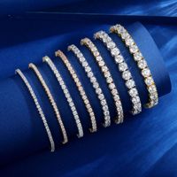 Pulsera de tenis de latón chapado en oro con circonita cúbica para mujer, joyería de boutique