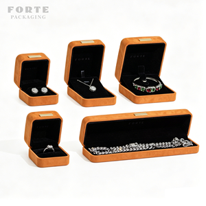 Caja de joyería FORTE de metal con placa de identificación, caja de pulsera naranja, caja de <span class=keywords><strong>terciopelo</strong></span> <span class=keywords><strong>negro</strong></span> para anillos, personalizada de fábrica - Product Image 3
