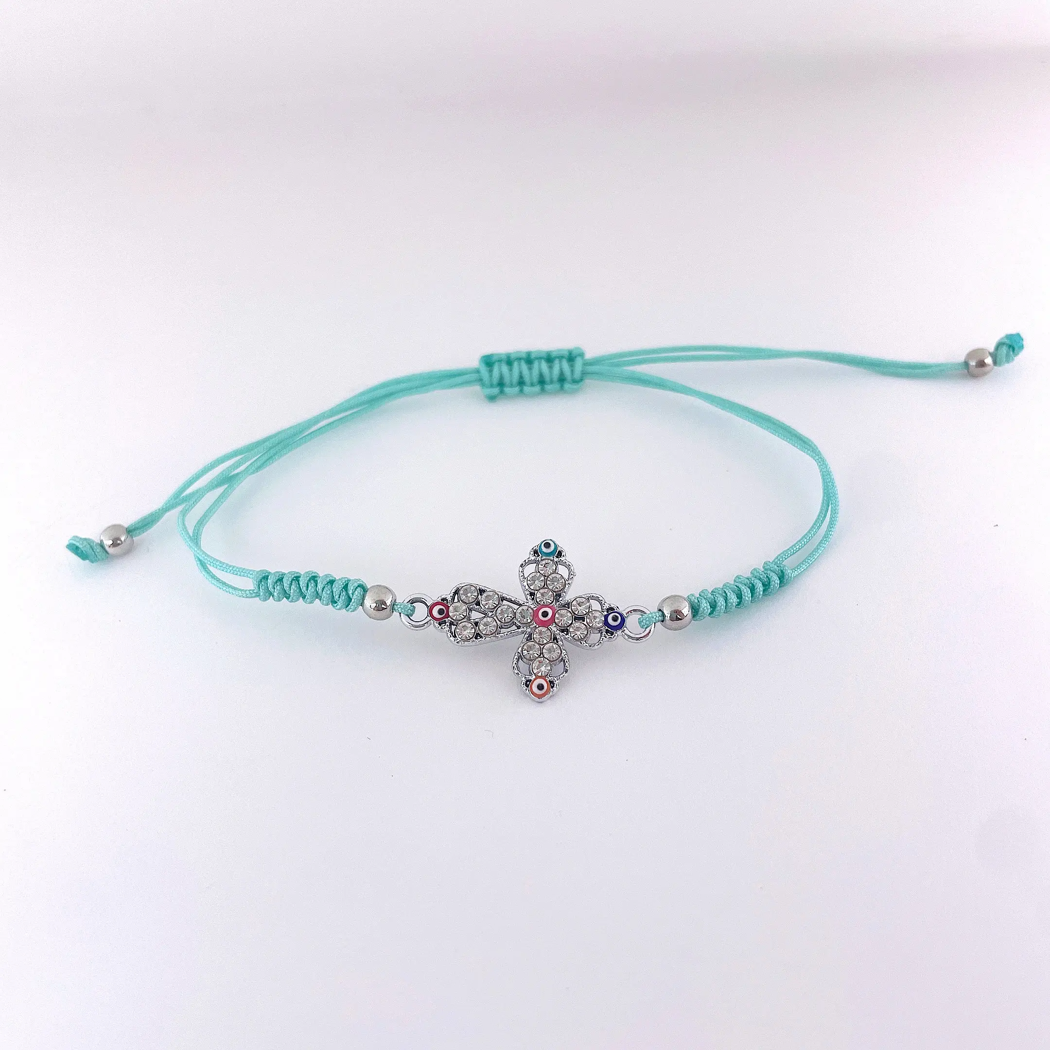 wholesale custom Direct Sales alloy cross handmade wrap Bracelets oil drip turkey blue eyes bracelet