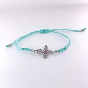 Vente en gros de bracelets en alliage faits main avec croix vente directe personnalisée bracelet yeux bleus turquie goutte à goutte d'huile