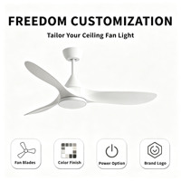 Ventilateur de plafond à moteur DC sans balais avec télécommande 2.4G, flux d'air élevé, moderne, silencieux, LED à 3 couleurs changeantes, 6 vitesses, intensité variable, 30-34dB