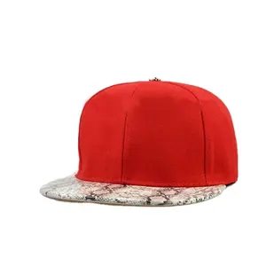 2022 Groothandel Aan Te Passen Effen Snapback Snake Skin Brim Snapback Hoed