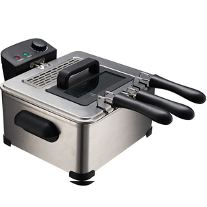หม้อทอดไฟฟ้าสแตนเลสแบบสองตะกร้า ขนาด 5 ลิตร กำลังไฟ 2000 วัตต์ - Product Image 1