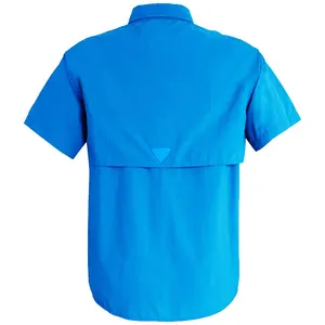 Camisa de pesca de poliéster e nylon, de manga curta, secagem rápida, uv