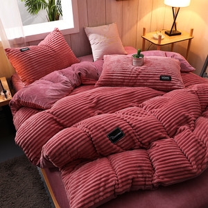 2024 New Arrival Modern Four-Piece Magic Velvet Quilt Cover Set Printed Coral Velvet Fall Winter Thickened <strong>Double</strong>-Sided <strong>Bedding</strong> - Product Image 6