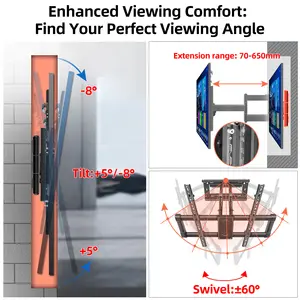 Factory Articulating Arms Adjustable Swivel Large Size Tilt Full Motion TV Wall Bracket Mount For 55-100 Inch | DY999