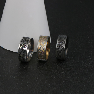 Cross Border <b>Ring</b> Black Gold <b>Silver</b> Woven Pattern Men's Hip Hop Jewelry SA1133 - Product Image 4