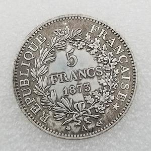 Réplique de la pièce de monnaie française de 5 francs HERCULES Motto VINTAGE de 1873 - Product Image 2