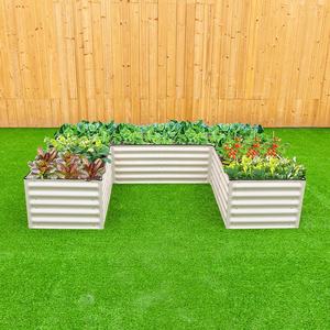 Kit de bac à plantes <span class=keywords><strong>surélevé</strong></span> <span class=keywords><strong>en</strong></span> métal ondulé modulaire <span class=keywords><strong>en</strong></span> forme de <span class=keywords><strong>U</strong></span> rectangulaire de 17 pouces de haut, pour extérieur, <span class=keywords><strong>en</strong></span> Aluzinc galvanisé - Product Image 1