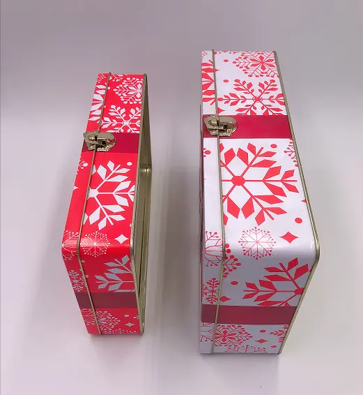 Индивидуальный дизайн упаковки, Высококачественная переработанная легкая Рождественская подарочная жестяная коробка с замком