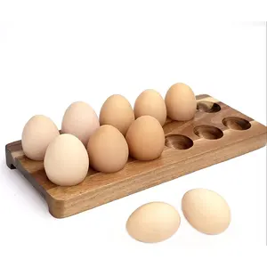 Customization Acacia Wood Oak Wood Egg Tray Egg Platter Deviled Egg Holder