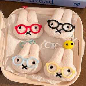 Creativity Cute Animal Plush Pendant Christmas Gift Glasses <b>Rabbit</b> Plush Keychain - Product Image 1