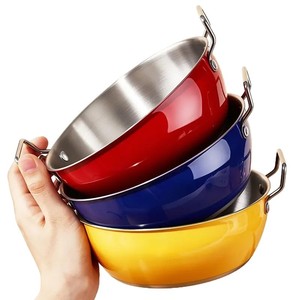 Stainless Steel Double Eared Bowl Colorful Large Capacity Lightweight Microwave Safe For Home Use - Product Image 3