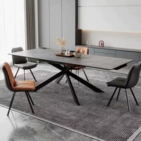 Meubles de salle à manger italiens modernes, table à manger extensible en pierre frittée, table à manger réglable en métal rétractable pour la cuisine