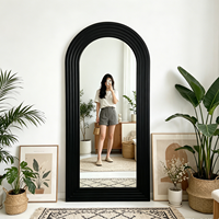 Miroir sur pied vintage de style Wabi-sabi, arqué, pleine longueur, d'inspiration française, pour la maison, miroir mural en bois de style européen