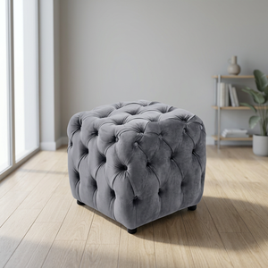 Modern Tufted Velvet Ottoman <b>Stool</b> Upholstered Pouf Cube Seat for Living Room <b>Bedroom</b> - Product Image 2