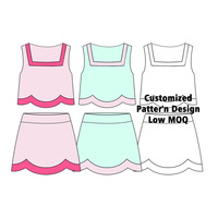 Conjunto de 2 Piezas para Niñas, Conjunto de Yoga de Verano, Falda Ondulada, Tela que Absorbe la Humedad, para Clases de Gimnasia, Talla Personalizada, Envío Rápido
