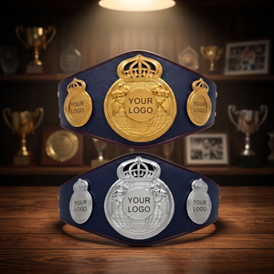 Ceinture de championnat de boxe personnalisée en cuir PU or et argent, unisexe, durable, équipement d'entraînement d'arts martiaux - Product Image 2