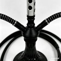 Ensemble Chicha à Logo Personnalisé Noir avec Tuyau Simple ou Double – Stock Usine