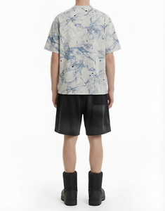 Nuova T-shirt personalizzata da uomo con stampa animalier effetto burnout Cold Plum 200gsm, 60% cotone 35% poliestere 5% spandex, maniche corte, delicata sulla pelle - Product Image 4