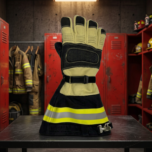 JNA GROUP Fire Fighting Safety <b>Gloves</b> Leather <b>12</b> <b>oz</b> 14 Inch Adjustable Wristlet Cuff Reflective Stripe Abrasion Resistant - Product Image 6