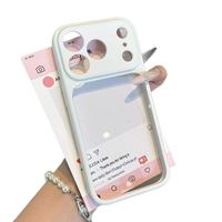 Coque de téléphone en TPU souple avec fente pour carte photo pour iPhone 16 15 14 13 12 Pro Max, couleur macaron mignonne, protection antichoc