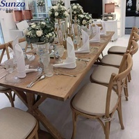 Table de ferme rustique en bois Table à manger pliante pour mariage