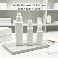 En stock, flacons de recharge en céramique blanche de luxe, flacons carrés en céramique pour cosmétiques, contenants de distribution de lotion, emballages pour sérum de soin de la peau