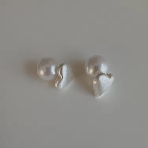 Pendientes de Perlas de Imitación de Moda Coreana Vintage, con Forma de Corazón Grande y Simple, para Mujeres y Niñas - Product Image 1