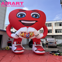 Personnage gonflable publicitaire en forme de cœur rouge sur mesure, ballon gonflable en forme de cœur de personnage de dessin animé
