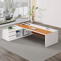 Ensemble bureau et chaise de direction en bois massif orange, design moderne minimaliste, extensible, durable, pour la maison, le bureau et l'hôtel