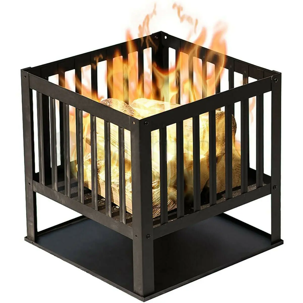 Oniya Outdoor Square Fire Basket BBQ Grill Heater Garden Log Burner Fire Pits Brazier Patio Outside