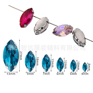 Piedra de cristal con forma de navette de 7x15 mm con cuatro puntas para zapatos, bolsos, accesorios de ropa, joyería DIY. - Product Image 3
