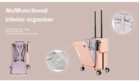 Tas Koper PC 20 Inch Roda Ganda Tempat Botol Minuman Gaya Kartun Modern Aluminium Tas Perjalanan Spinner Caster