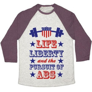 Life, Liberty, and the Pursuit of Abs Unisex Tri-Blend <b>Baseball</b> <b>Tee</b> - Product Image 3