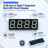 Pantalla LED Roja de 7 Segmentos y 4 Dígitos de 0.56 Pulgadas con Coma 5641AS/5641BS, Tubo Digital de Ánodo/Cátodo Común para Reloj, Contador, Medidor