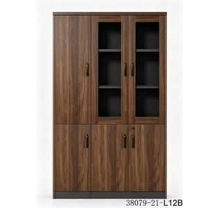 Modern Living Room <b>Cabinet</b> with Glass Doors Wood Storage Furniture 38079-21-L12B - Product Image 2